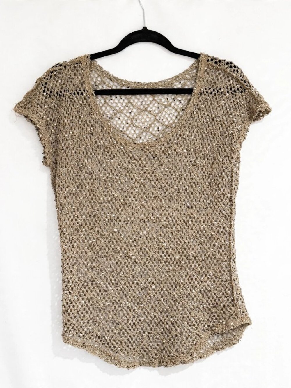 Maurices Beige Open Knit Crochet Top